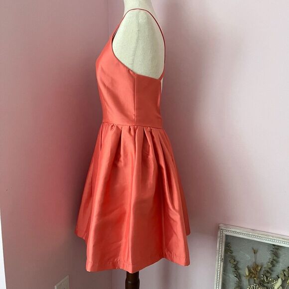 NWOT ASOS Girls On Film Fit & Flare Cross Back Coral Dress Size 8 - Picture 2 of 5